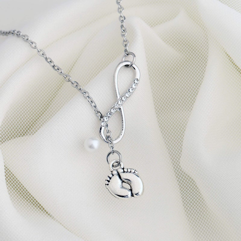 BNQL Baby Feet Lariat Necklace New Mom Necklace New Baby Gift (baby feet) - Image 3
